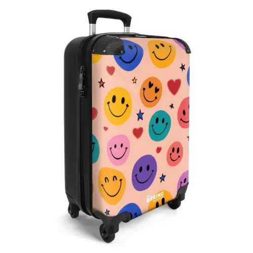 Patroon van kleurrijke smiley's NBS - Handbagage koffer - Kinderen Unisex middel -productfoto_3d