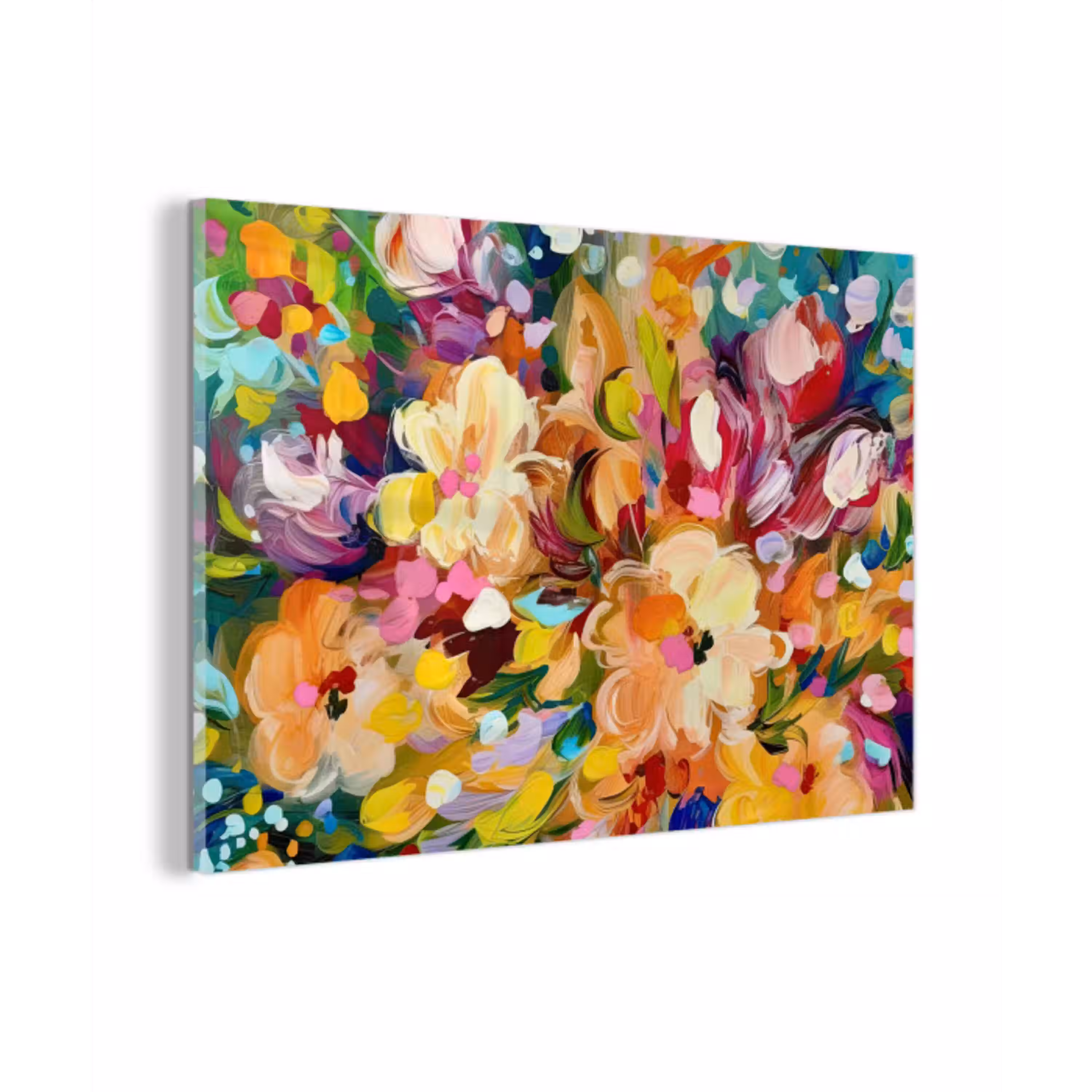 Schilderij - Olieverf - Bloemen - Regenboog plexiglas 5mm klein -z3d