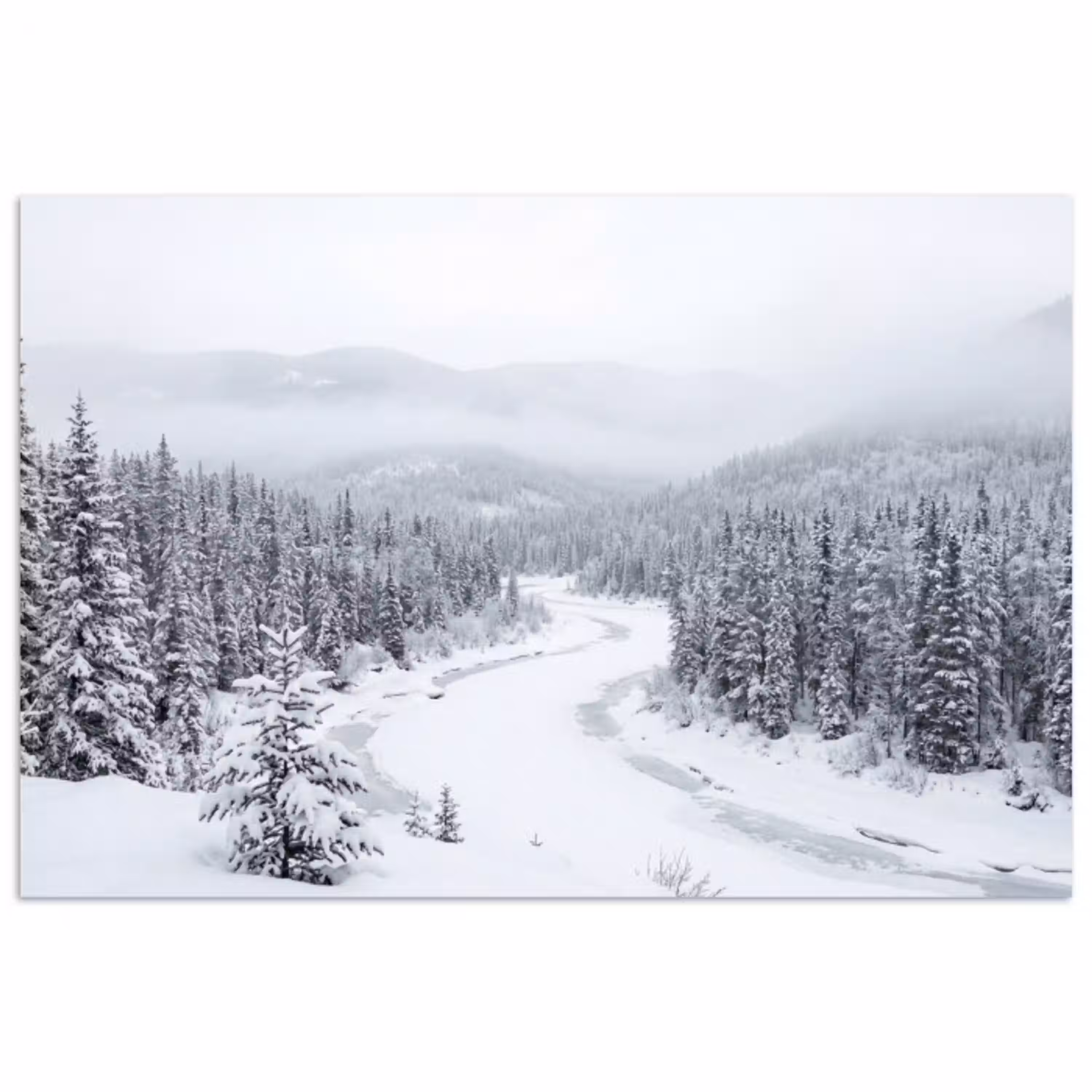Rivier - Bevroren - Landschap - Winter poster papier klein -3d