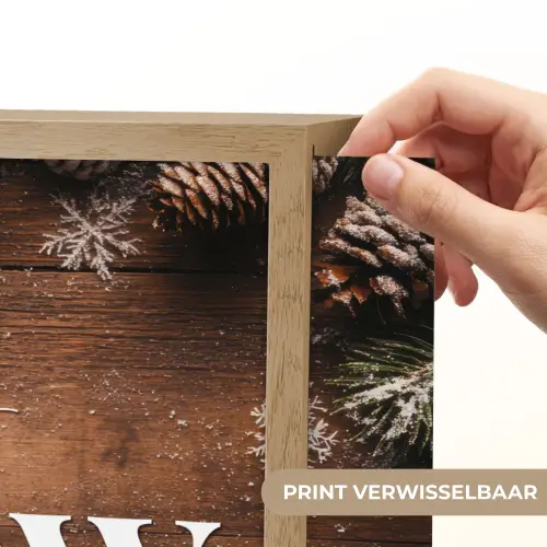 Sneeuw - Houtlook - Quote - Let it snow Light Box met batterij (Wandlamp) middel -USP_websiteprintNL