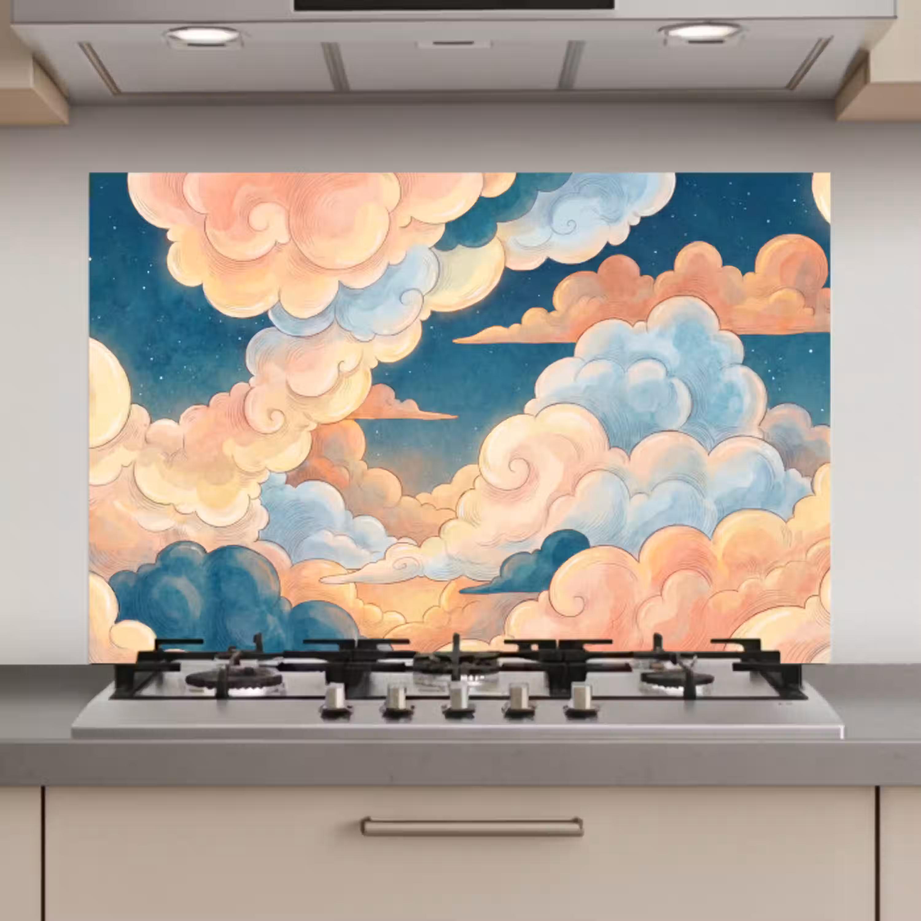 Wolk - Lucht - Natuur - Illustratief - Oranje keuken achterwand spatscherm klein -3d_website