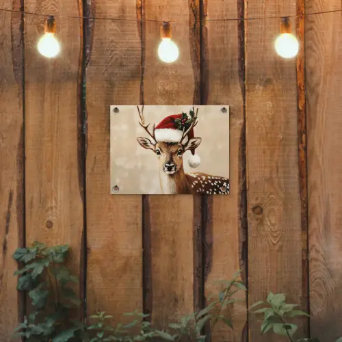 Kerst - Hert - Gewei - Rood tuinposter los doek klein -sfeer1