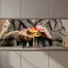 Vrouw - Hamburger - Bontjas keuken achterwand 2 middel zz_3dshopping