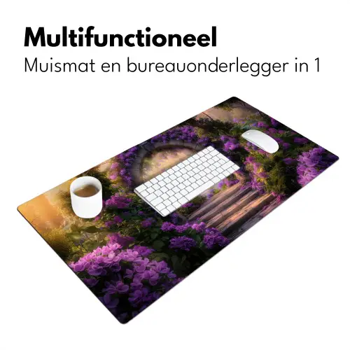 Poort - Paars - Bloemen Muismat XXL klein -sfeer4