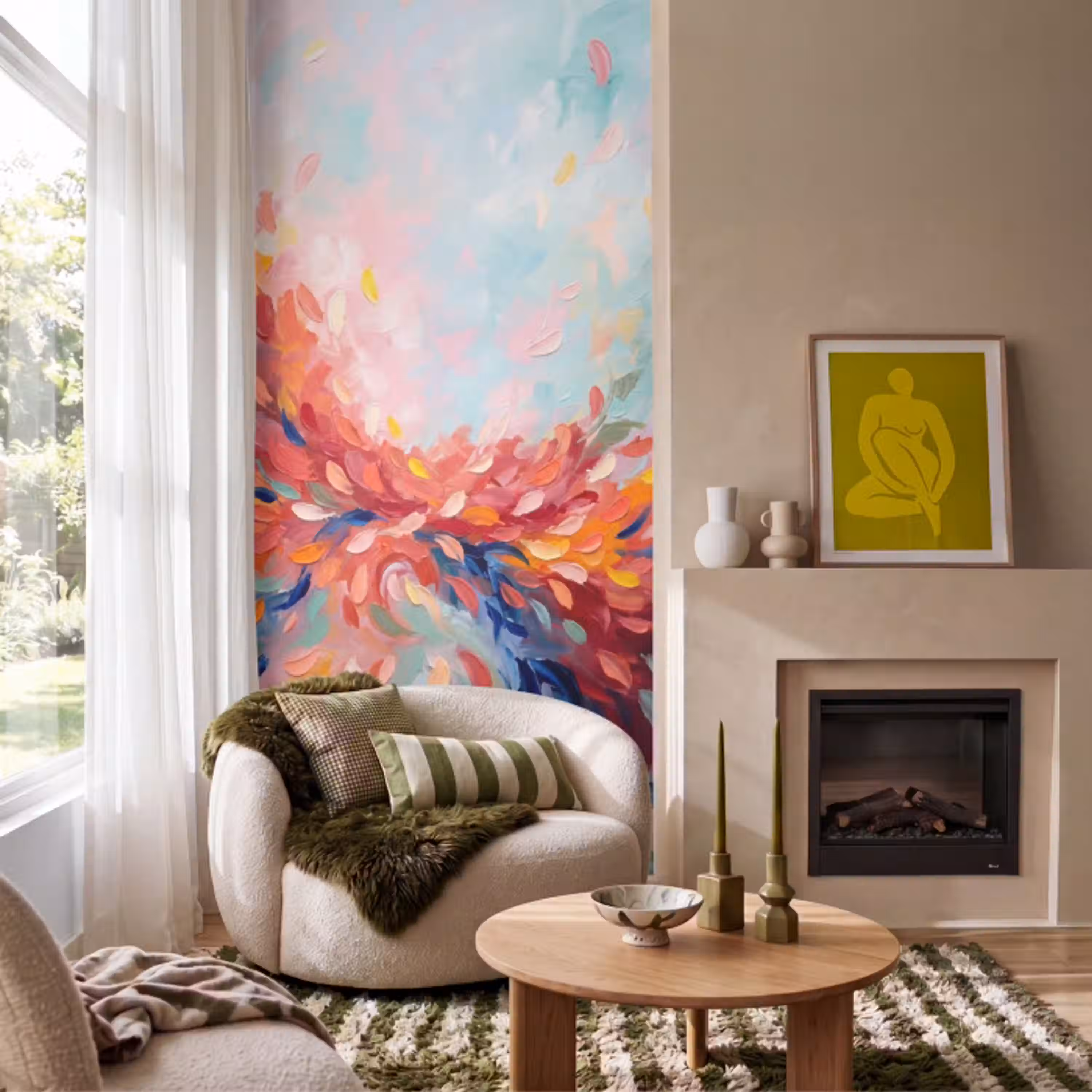 Bloemen - Abstract - Kunst - Modern Behang Vlies klein -sfeer2