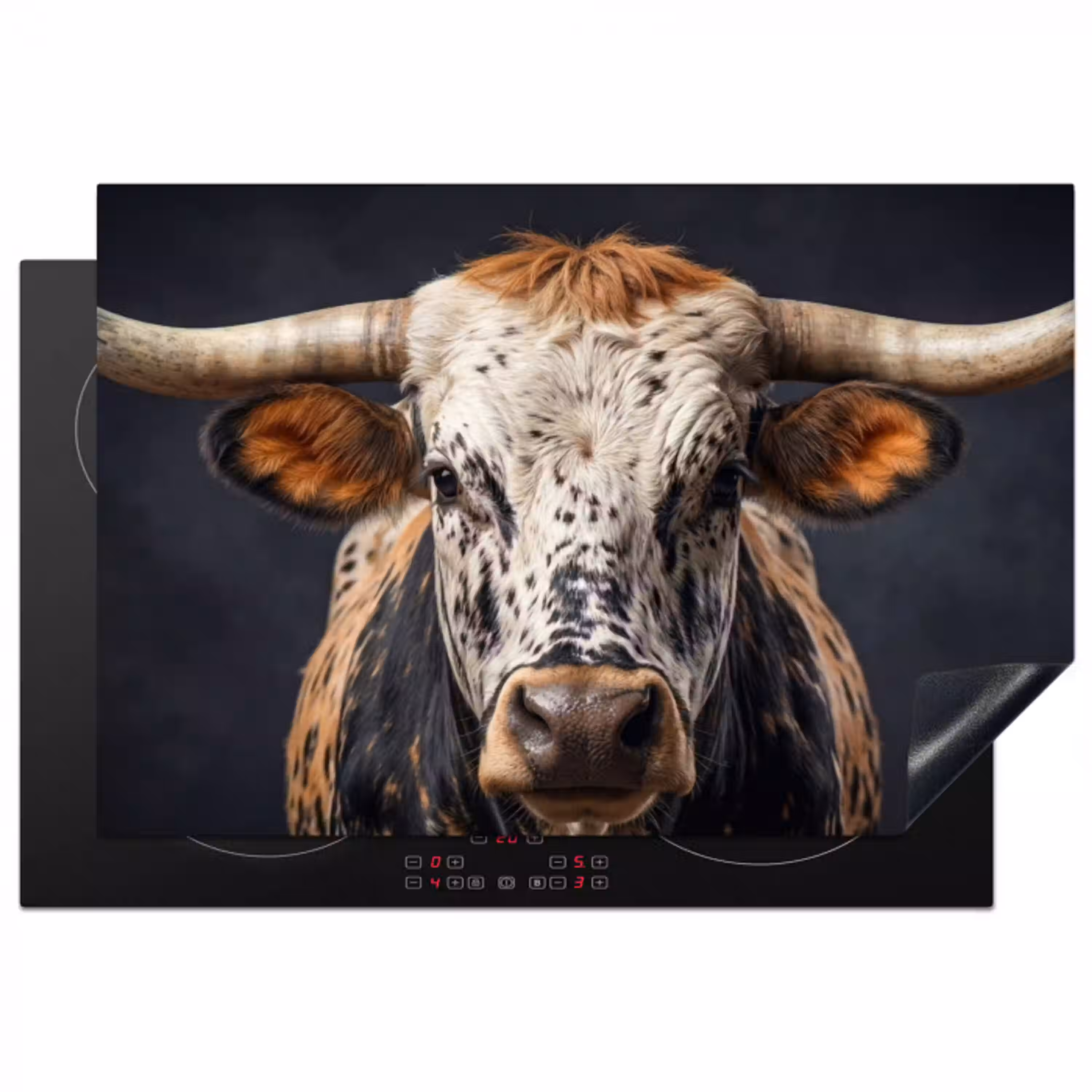 Stier - Kleurrijk - Hoorns Inductie beschermer vinyl 3mm klein -3d