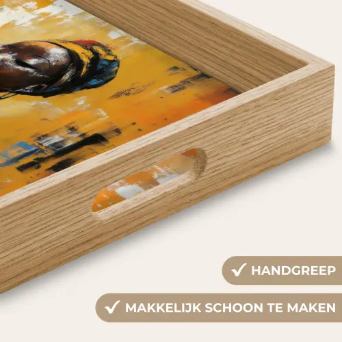 Vrouw - Ogen - Penseelstreken - Geel Dienblad Rechthoek middel -USP_HandgreepNL