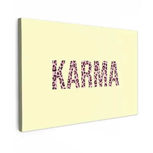 Karma - Luipaardprint - Geel Tuinposter op houten frame 2 cm dik klein -3d