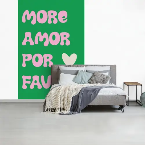 Amor - Valentijn - Groen - Tekst fotobehang vinyl groot -slaapkamer
