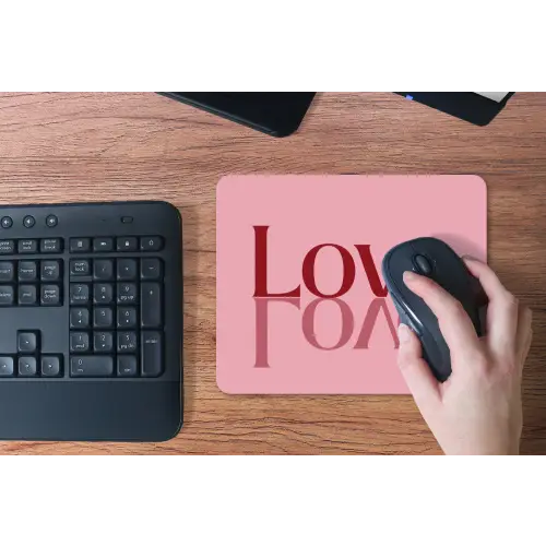 Love - Roze - Spiegeling muismat rubber klein -toetsenbord