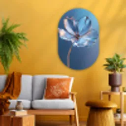 Blauw - Bloem - Glazen - Sierlijk Wandcirkel Ovaal Glas middel -sfeer4