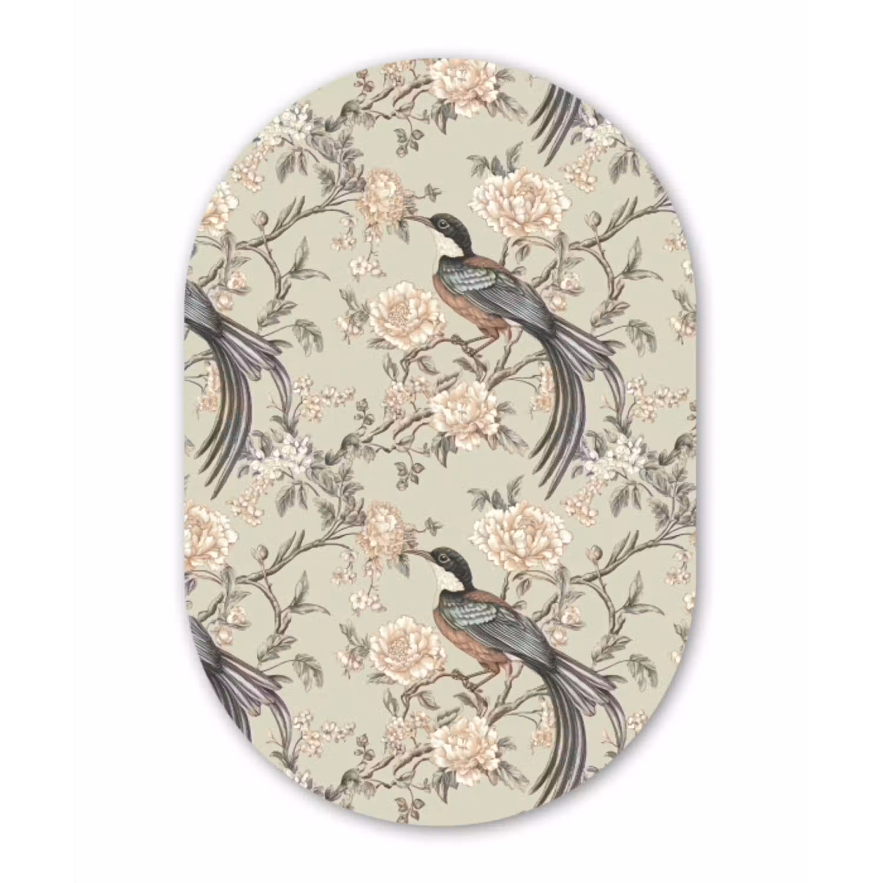 Bloem - Vogel - Kleurrijk Wandcirkel Ovaal Aluminium middel 839 -3d