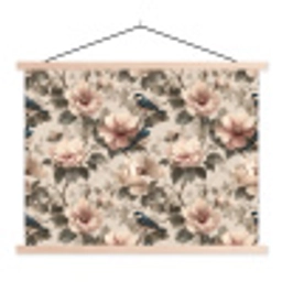 Klassiek - Vogels - Kleurrijk textielposter latten blank klein 122 -3d