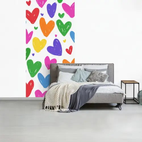 Hartjes - Patroon - Kleurrijk - Tekening fotobehang vinyl groot -slaapkamer
