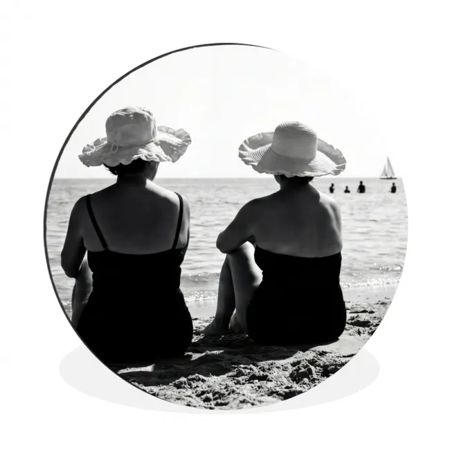 Muurcirkel aluminium Vrouwen - Zonnehoed - Strand - Zwart - Wit