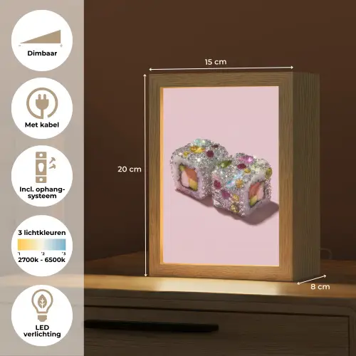 Sushi - Rolletjes - Steentjes - Kleurrijk Light Box met kabel (Tafellamp) klein -USP_NL