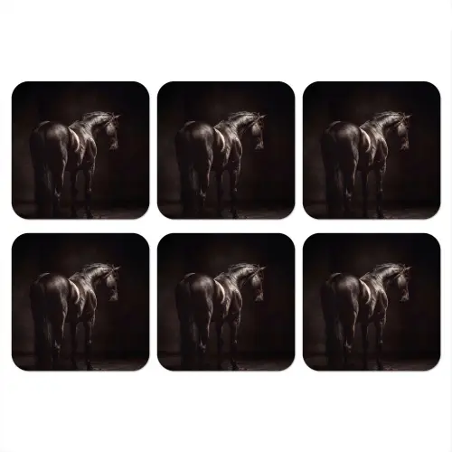Krachtig - Paard - Donker onderzetter kurk middel -3d