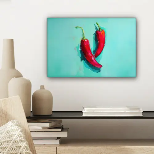 Chilipepers - Geverfd - Rood canvas 2cm klein -sfeer6