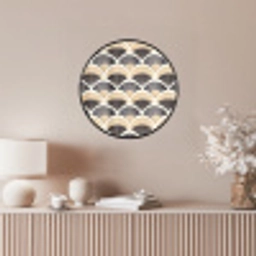 Waaier - Patroon - Zwart - Beige Fotolijst rond zonder passe partout klein 856 -sfeer3