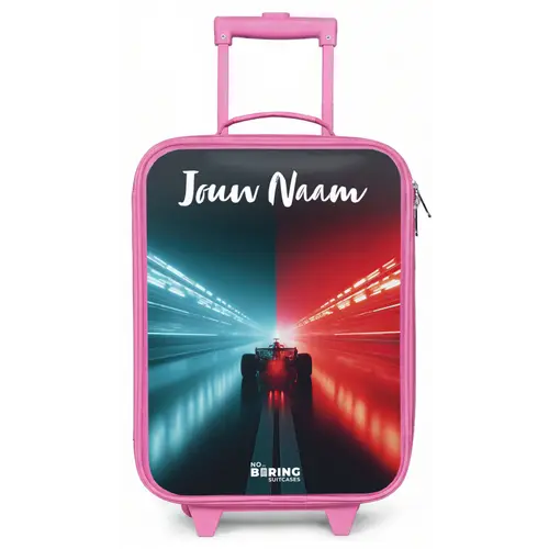 Raceauto - Verlichting - Neon - Rood Kinderkoffer - Roze klein -zz3dotto