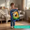 Vuurvoetbal in doelnet vastgelegd Kinderkoffer - Blauw klein -sfeer2_NL