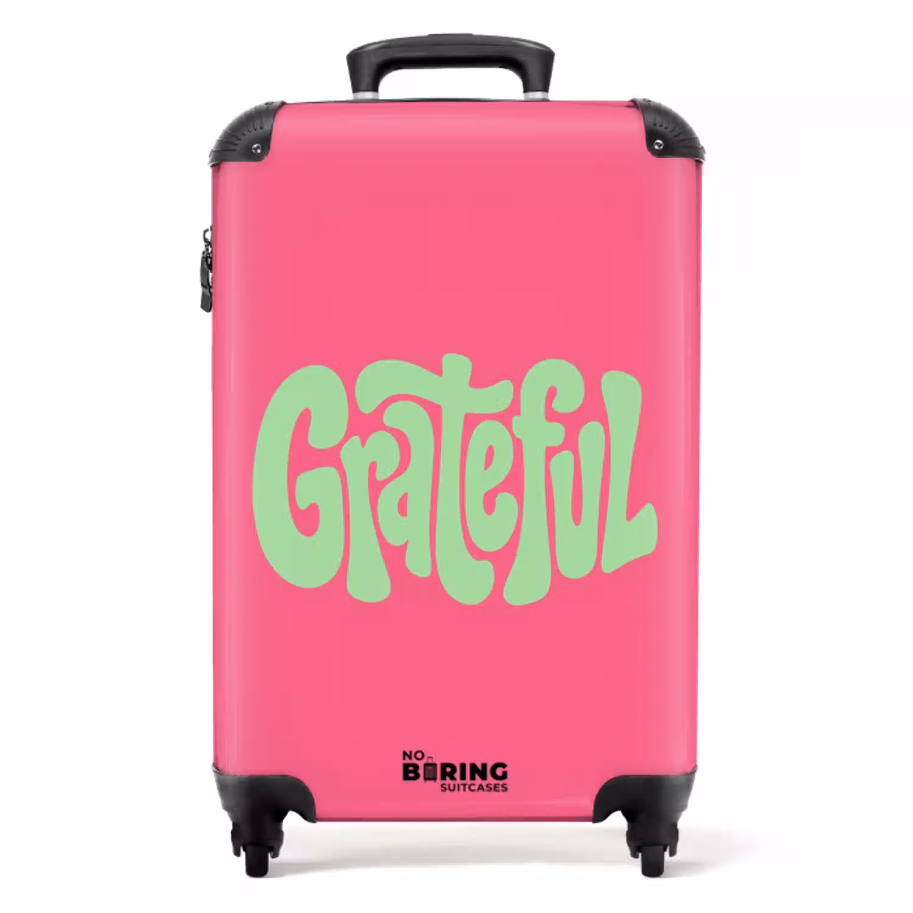 Grateful - Groen - Grafisch - Vloeiend NBS - Handbagage koffer - Volwassenen Unisex middel -productfoto_recht
