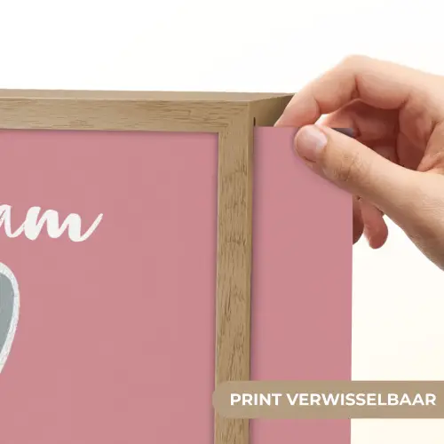 Illustratie - Konijn - Roze - Minimalistisch Light Box met batterij (Wandlamp kind) middel -USP_websiteprintNL