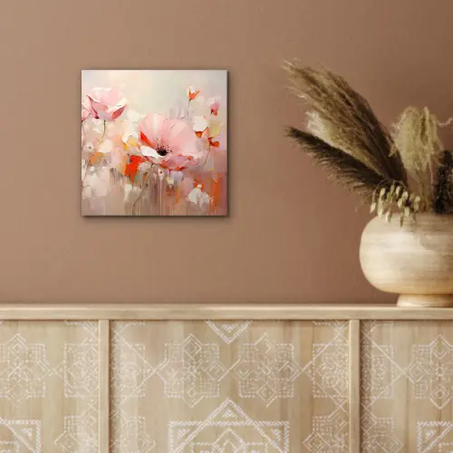 Bloemen - Watercolor - Roze - Abstract - Kunst aluminium wit klein -sfeer4