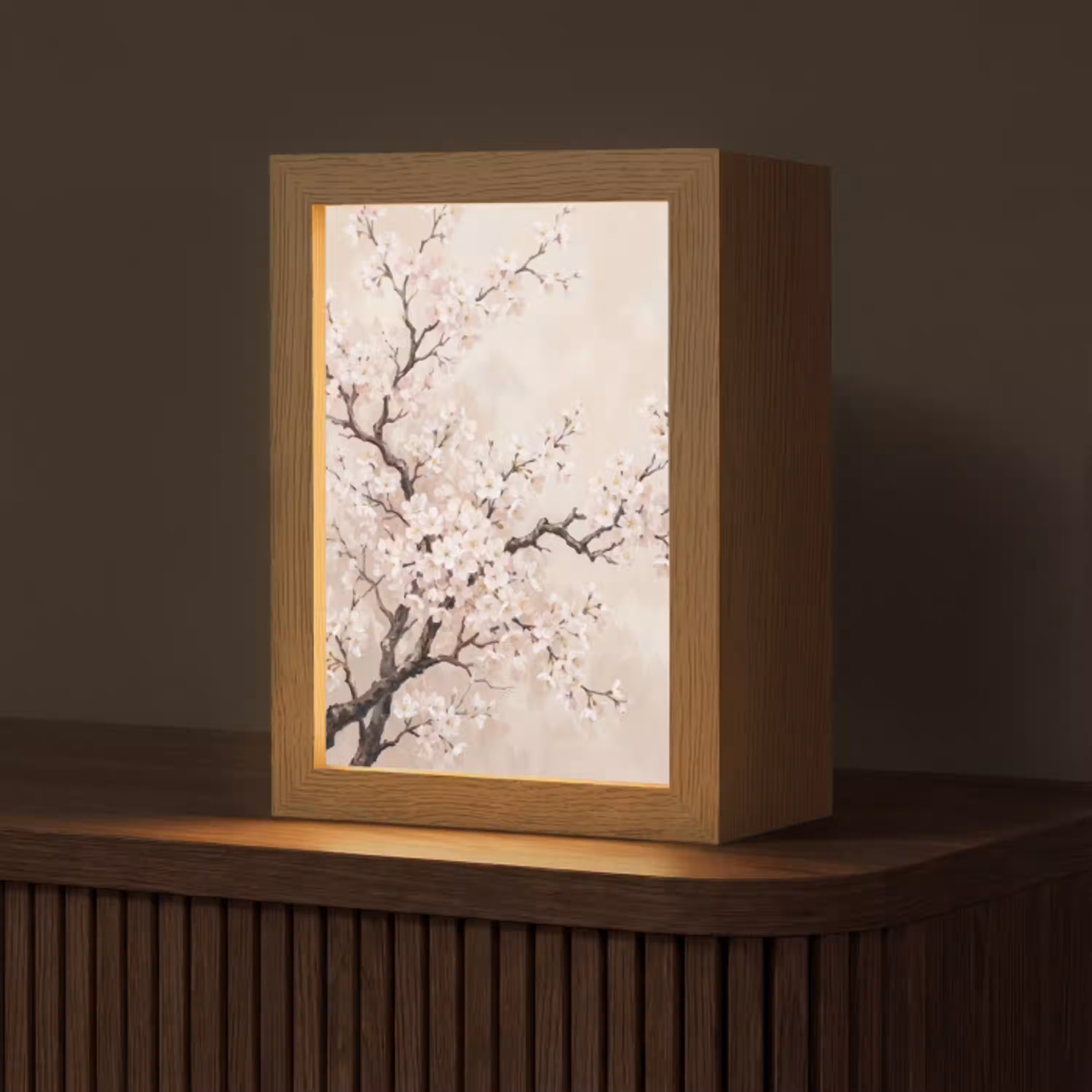 Bloesem - Illustratie - Taupe Light Box met kabel (Tafellamp) klein -z3d_website