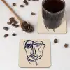 Minimalistisch - Lijnillustratie - Beige - Donkerblauw onderzetter kurk middel -sfeer2