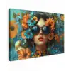 Vrouw - Bloemen - Oranje - Blauw - Modern canvas 2cm klein -z3d