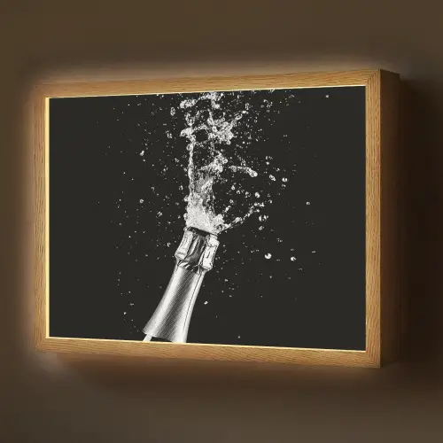 Champagne - Zwart - Spetters - Popping Light Box met batterij (Wandlamp) middel -z3d_website
