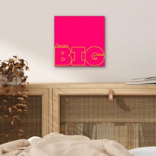 Minimalistisch - Roze - Dream big - Grafisch aluminium wit klein -sfeer3
