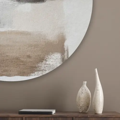 Penseelstreken - Balans - Beige - Bruin Akoestische PET Vilt - Rond klein -sfeer5_closeup