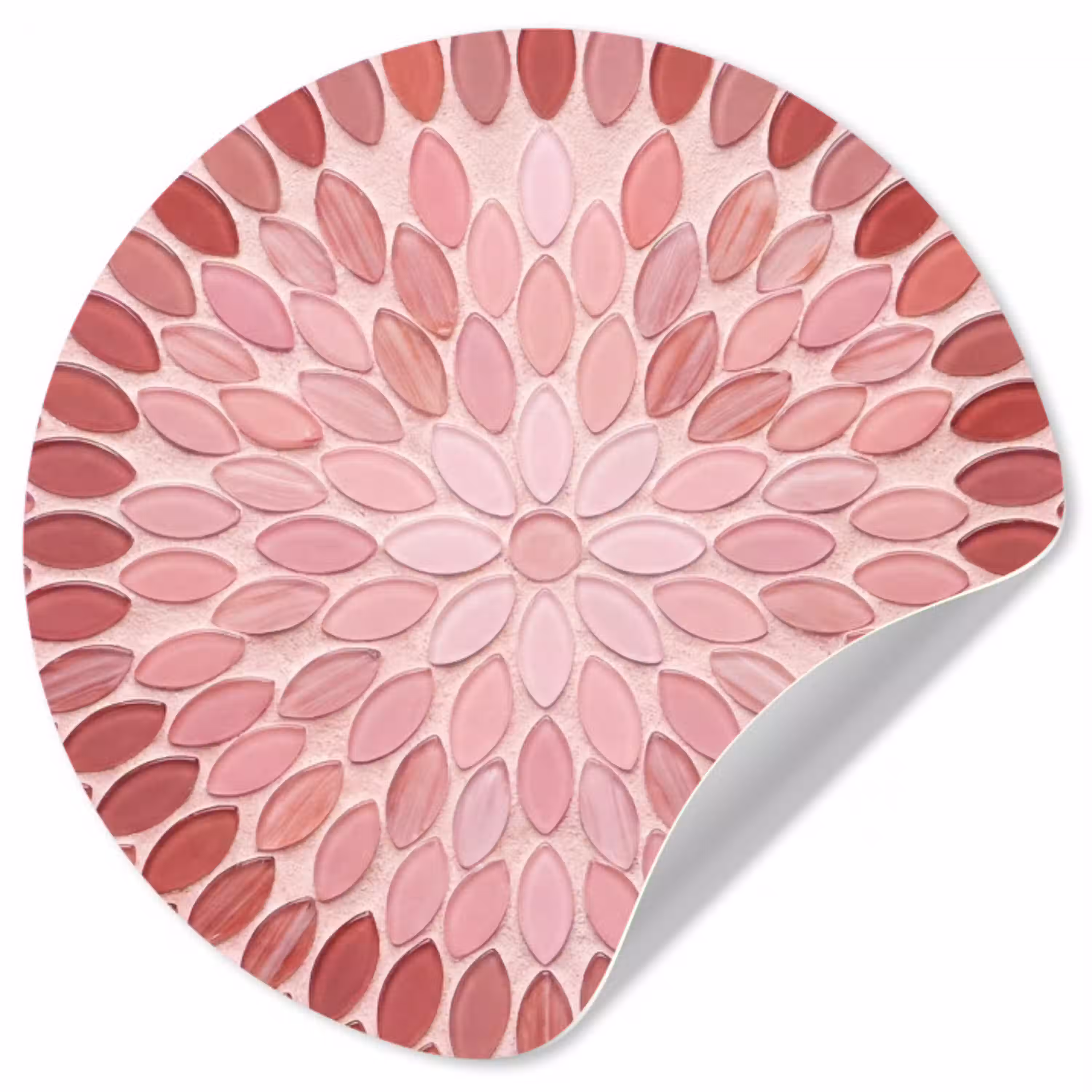Patroon - Mozaïek - Ovaal - Abstract - Roze Wandcirkel behangsticker klein -3d