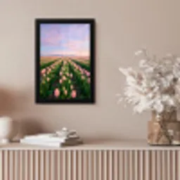 Tulpen - Landschap - Roze fotolijst zwart zonder passe partout klein -sfeer5