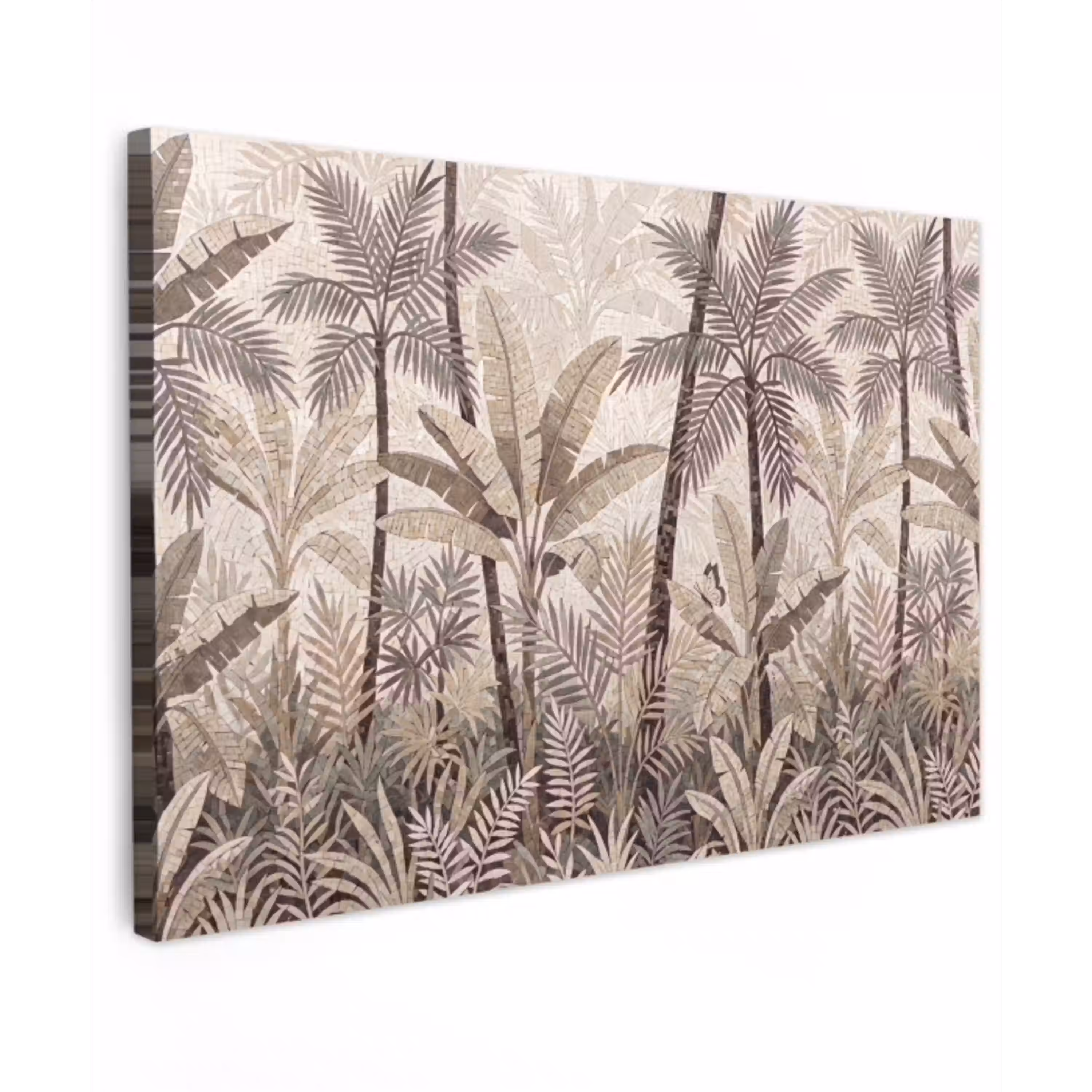 Natuur - Bladeren - Landschap - Mozaïek - Beige Tuinposter op houten frame 2 cm dik klein -3d