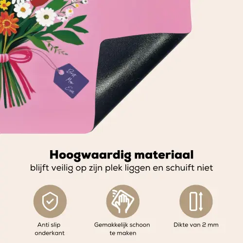 Bloemen - Quote - Kaartje - Kleurrijk Inductie beschemer met haakjes klein -ky-onderkant-nl