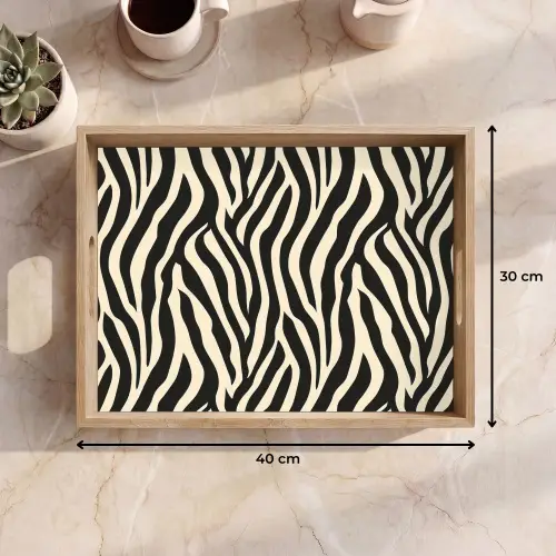 Zebra - Print - Klassiek - Zwart Dienblad Rechthoek middel 911 -USP_Formaat