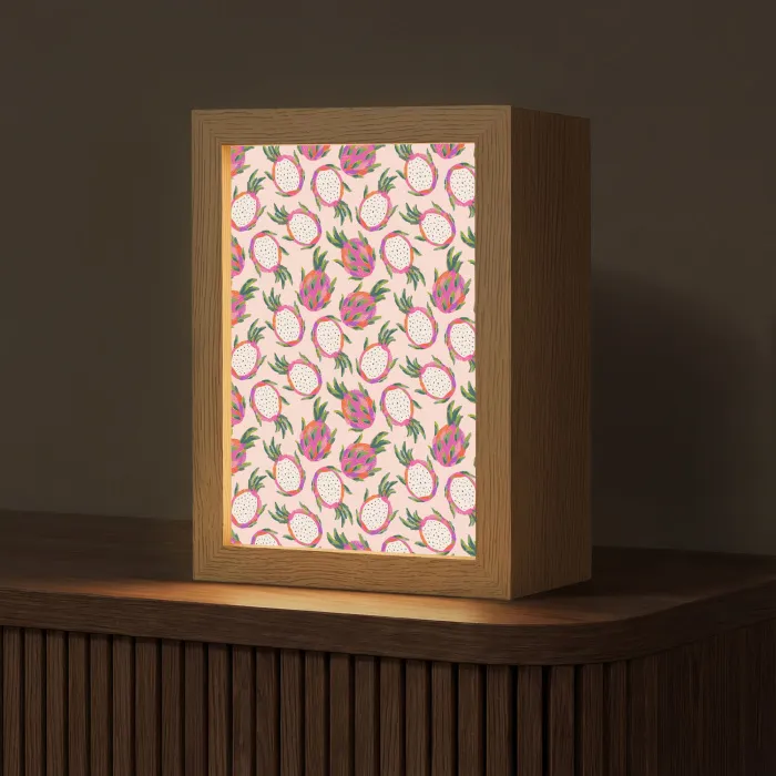 Drakenfruit - Patroon - Roze Light Box met kabel (Tafellamp) klein 925 -z3d_website
