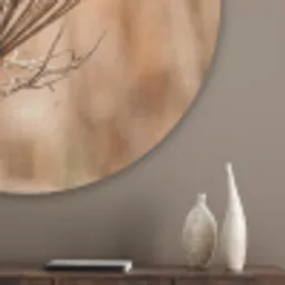 Schermbloem - Droogbloem - Winter - Beige - Minimalistisch Akoestische PET Vilt - Rond klein -sfeer5_closeup