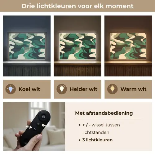 Abstract - Camouflage - Groen Light Box met batterij (Wandlamp) middel -USP_lichtkleurNL