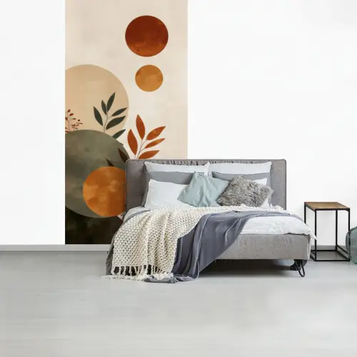 Vormen - Rond - Bladeren - Beige fotobehang vinyl groot -slaapkamer