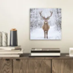 Hert - Winter - Bos - Natuur - Wit aluminium wit klein -sfeer1