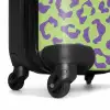 Dierenprints - Panterprint koffer in paars en groen NBS - Handbagage koffer - Kinderen Unisex middel -wiel