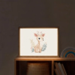 Hertje - Minimalistisch - Aquarel - Bladeren Light Box met batterij (Wandlamp kind) middel -sfeer1_kind