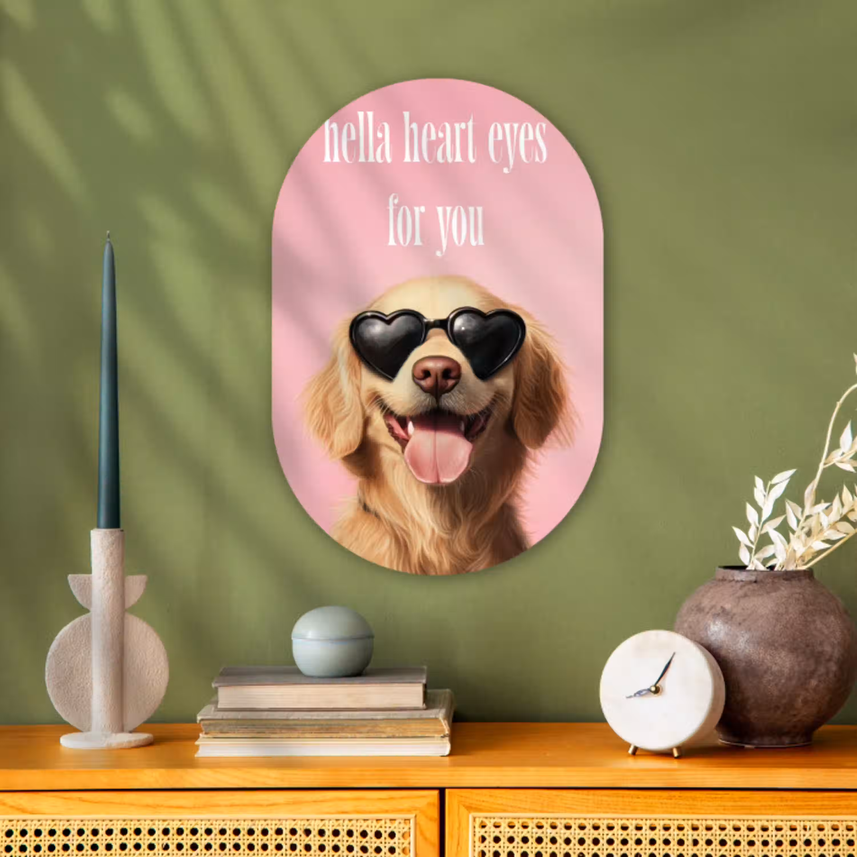 Zonnebril - Hartjes - Hond - Valentijn Wandcirkel Ovaal Forex klein -sfeer2