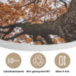 Boom - Bladerdak - Herfst - Oranje - Sfeervol Akoestische PET Vilt - Rond klein -closeup_NL
