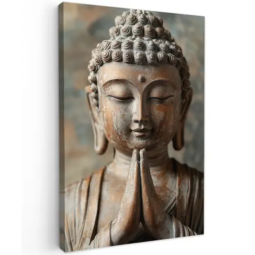 Boedha - Beeld - Bruin - Rust Tuinposter op houten frame 2 cm dik klein -3d