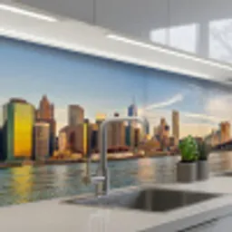 Skyline - New York - Brug - Wolkenkrabbers keuken achterwand 2 middel -3d_schuin